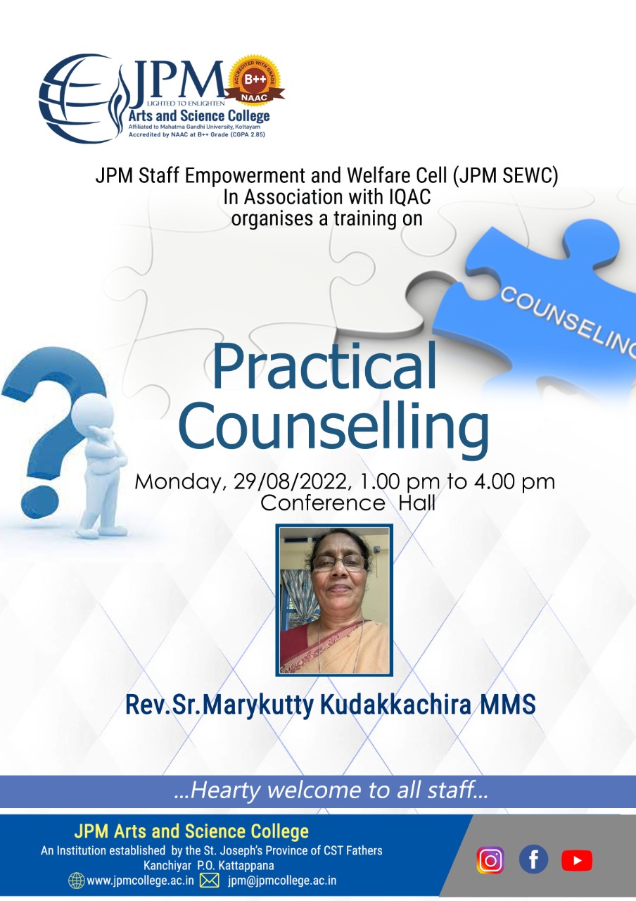 Practical Counselling session for Staff